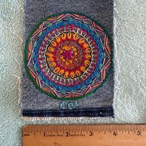 Embroidered Denim Patch with Multicolor Mandala
